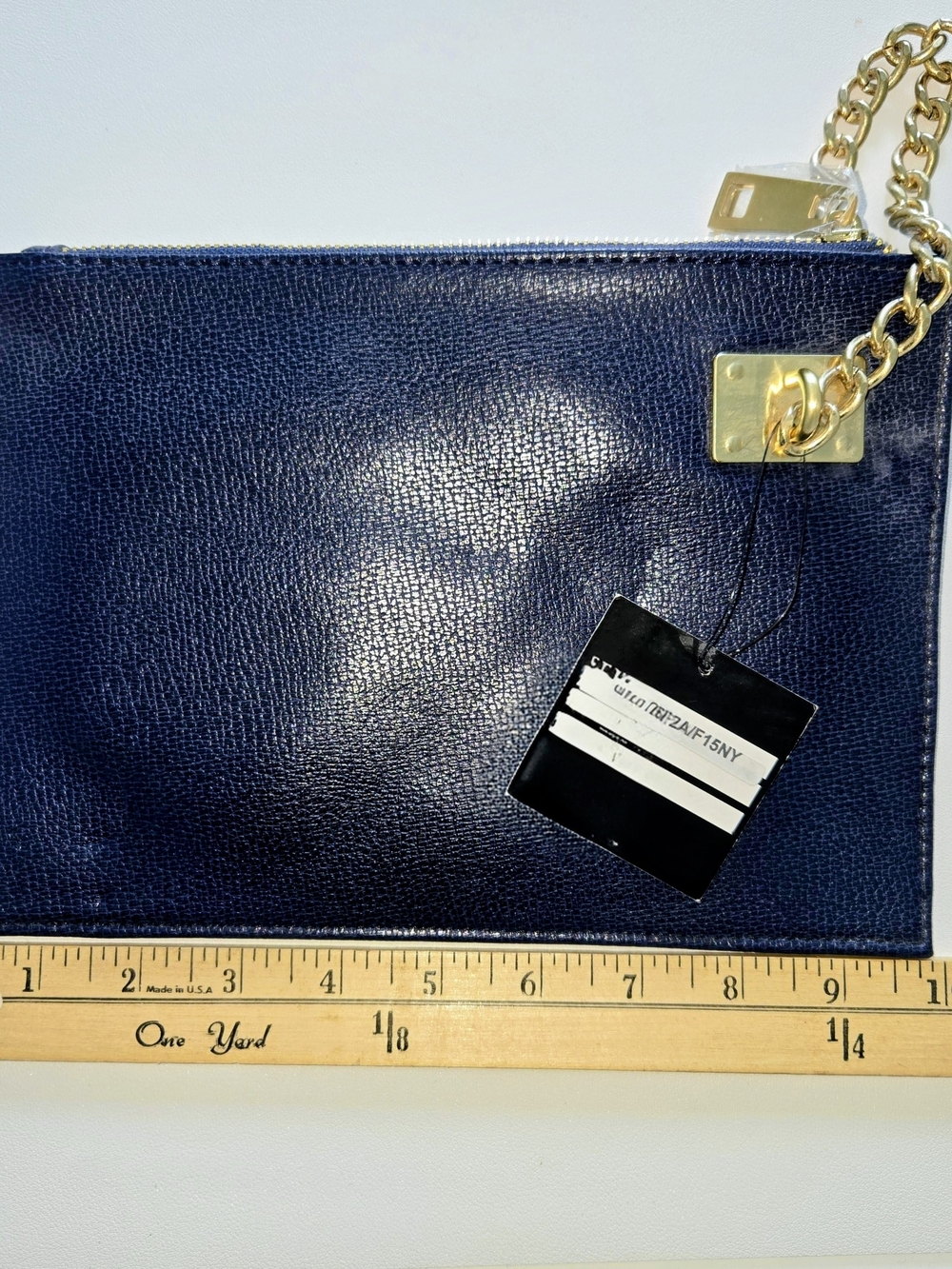 NWT SR2 - Navy Blue Chain-Handle Clutch with Chain For Wrist Carry - Picture 7 of 7